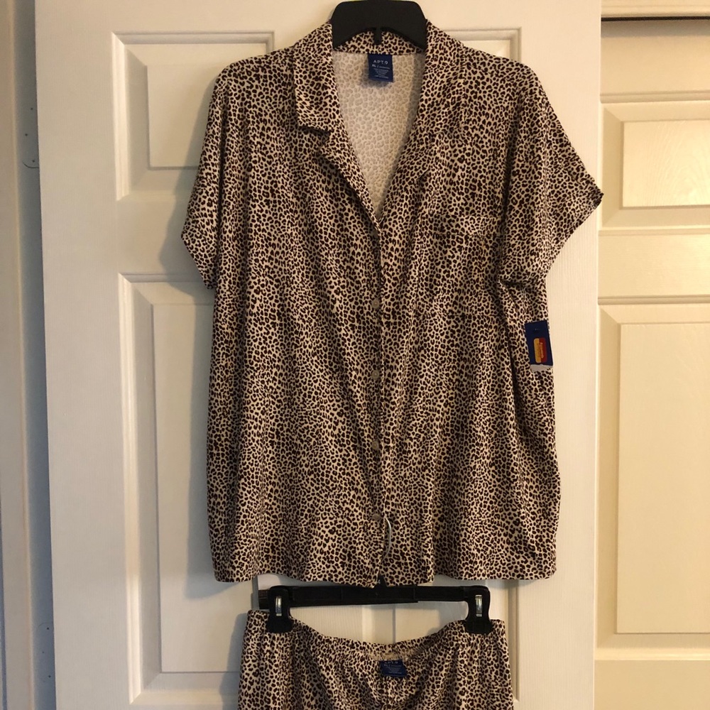 NWT Cheetah print pajamas set